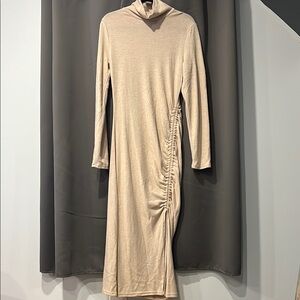 Elegant Cream Turtleneck Dress